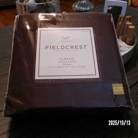 Fieldcrest Classic Tablecloth Oblong 70” x 108” BROWN 100% Cotton NEW - Picture 1 of 4